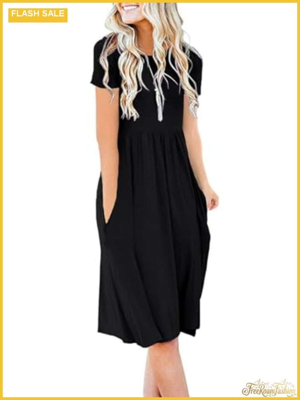 Women's Short Sleeve Empire Waist Dress Rayon Spandex Casual Flowy